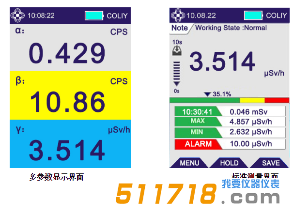 德國(guó)柯雷COLIY R800型核輻射儀顯示界面.png